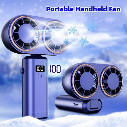 Foldable USB Mini Fan – Portable, 5-Speed Neck Hanging Fan with Display
