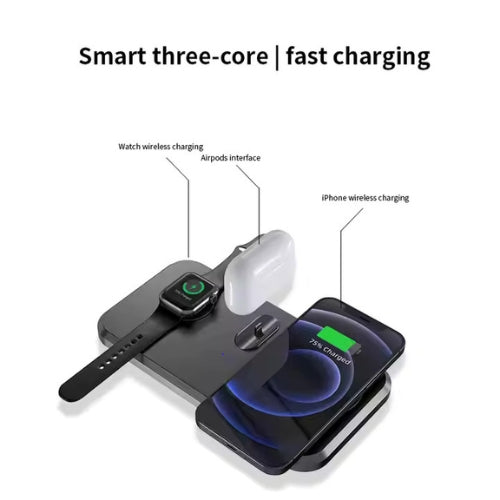 TriFold 15W Wireless Charging Dock – Apple Compatible